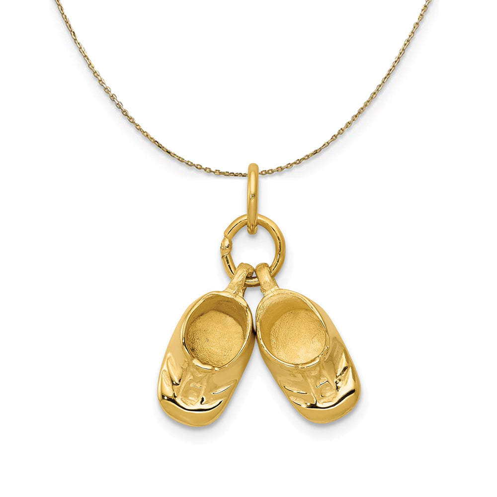 14k Yellow Gold Polished Baby Shoes Necklace, Item N24285 by The Black Bow Jewelry Co.