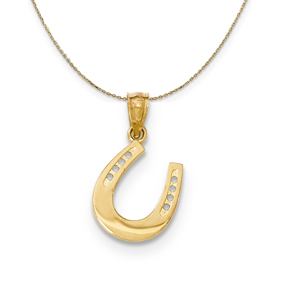 14k Yellow Gold Reversible Horseshoe Necklace, Item N24303 by The Black Bow Jewelry Co.