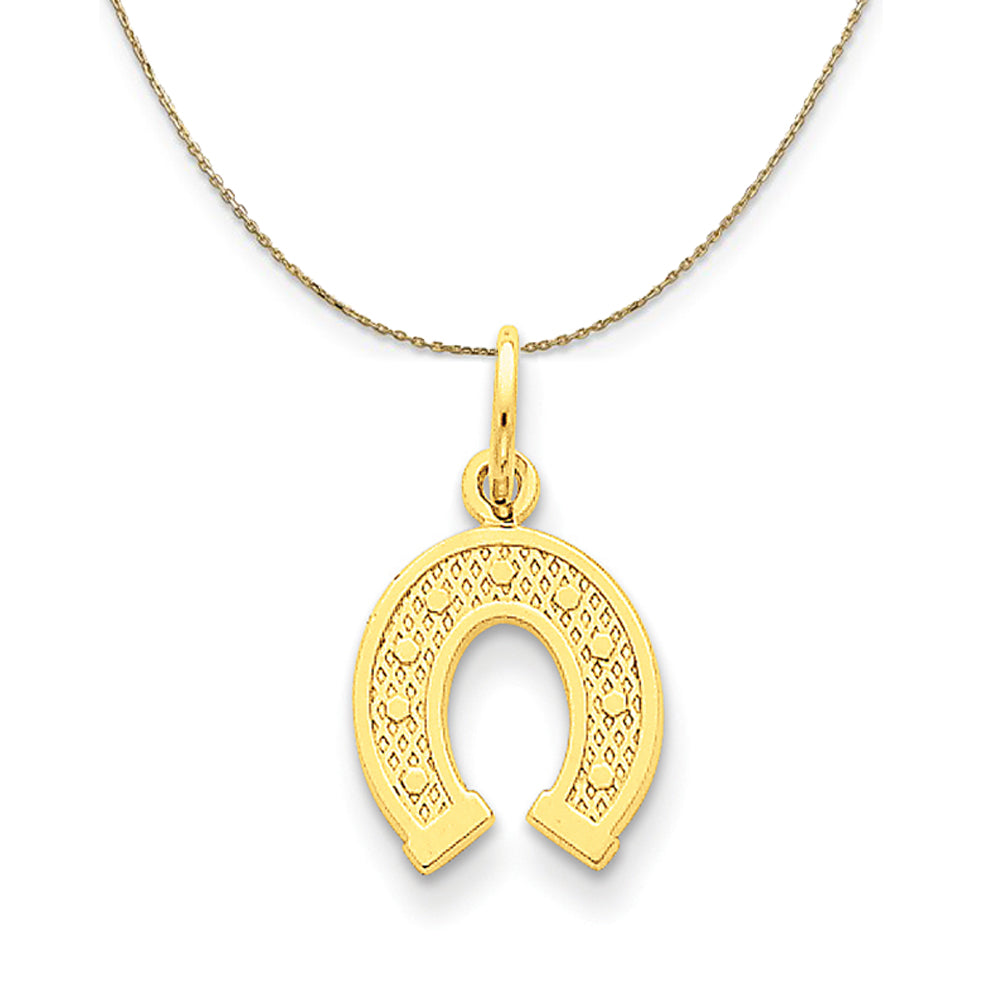 14k Yellow Gold Satin and Polished Horseshoe (10mm) Necklace, Item N24304 by The Black Bow Jewelry Co.