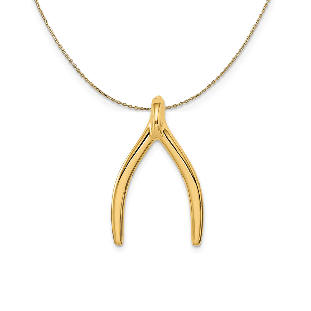 14k Yellow Gold Polished Wishbone Slide (15 x 25mm) Necklace, Item N24307 by The Black Bow Jewelry Co.