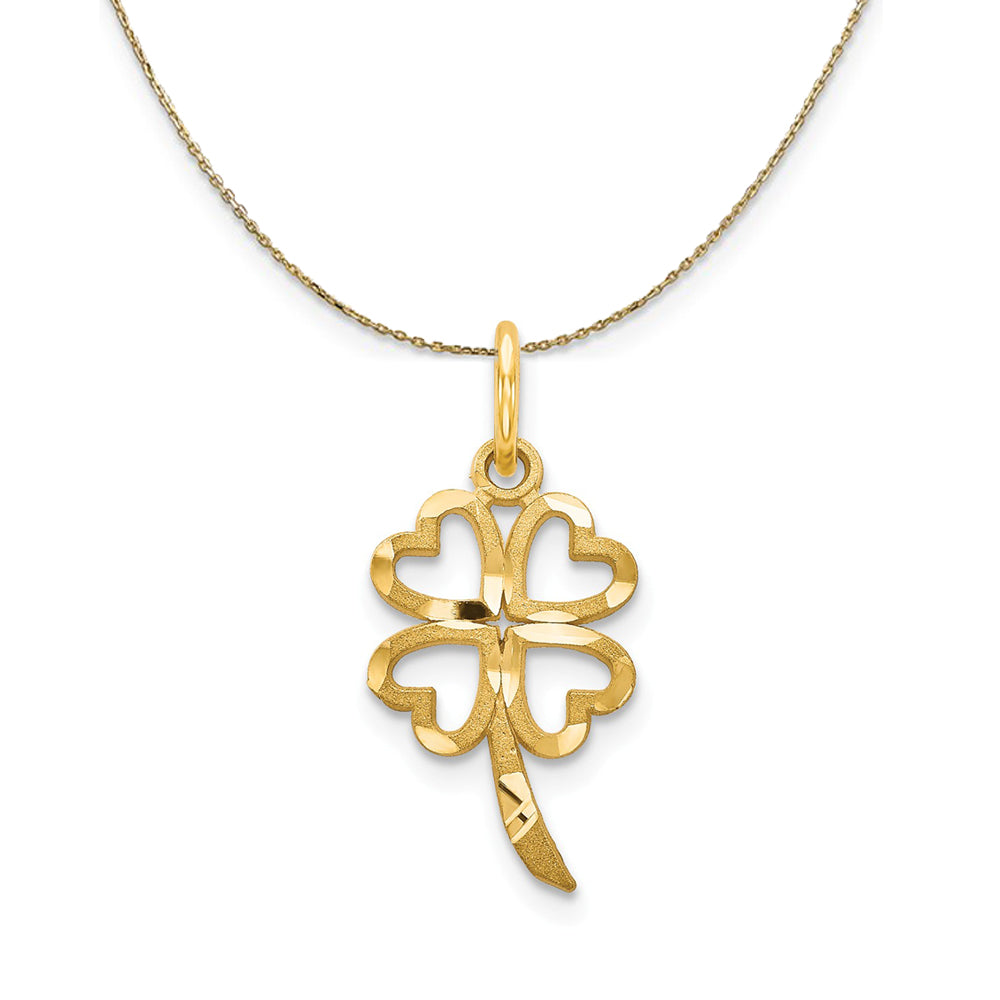 14k Yellow Gold Four Leaf Clover Charm Necklace, Item N24312 by The Black Bow Jewelry Co.