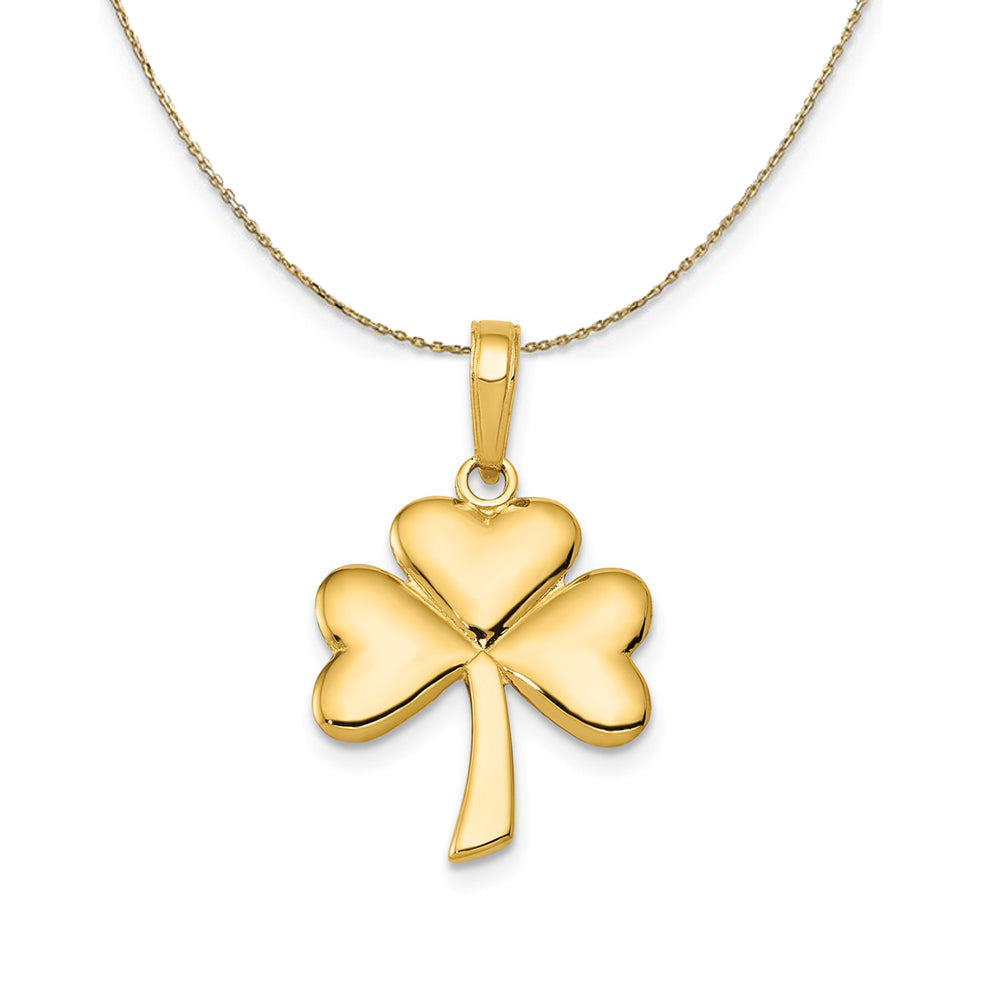 14k Yellow Gold Polished Shamrock Necklace, Item N24318 by The Black Bow Jewelry Co.