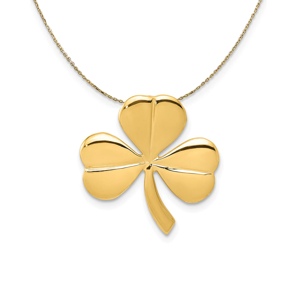 14k Yellow Gold Polished Shamrock Slide (18mm) Necklace, Item N24322 by The Black Bow Jewelry Co.