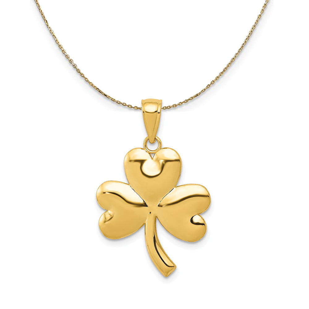 14k Yellow Gold Polished Shamrock (19mm) Necklace, Item N24331 by The Black Bow Jewelry Co.
