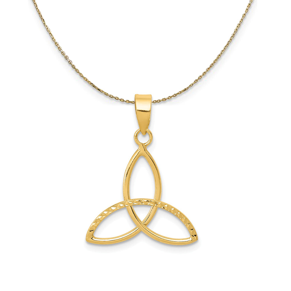 14k Yellow Gold Polished & Diamond Cut Trinity Necklace, Item N24364 by The Black Bow Jewelry Co.