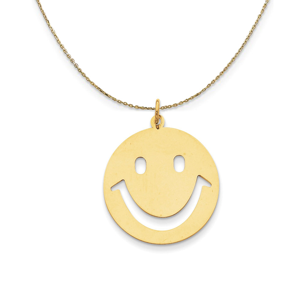 14k Yellow Gold Polished Cutout Smiley Face Necklace, Item N24369 by The Black Bow Jewelry Co.