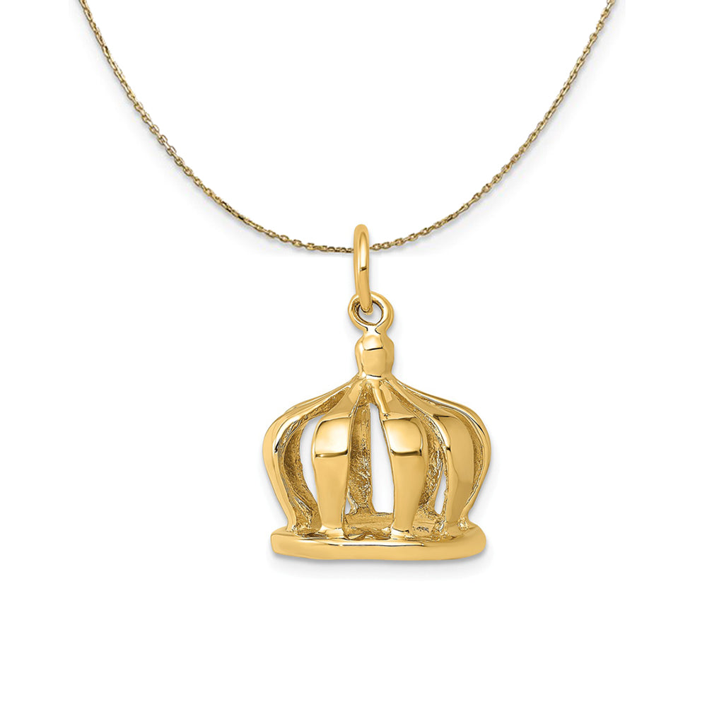 14k Yellow Gold 3D Crown (14mm) Necklace, Item N24370 by The Black Bow Jewelry Co.