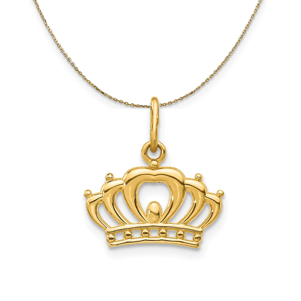 14k Yellow Gold Small Polished Crown Necklace, Item N24376 by The Black Bow Jewelry Co.