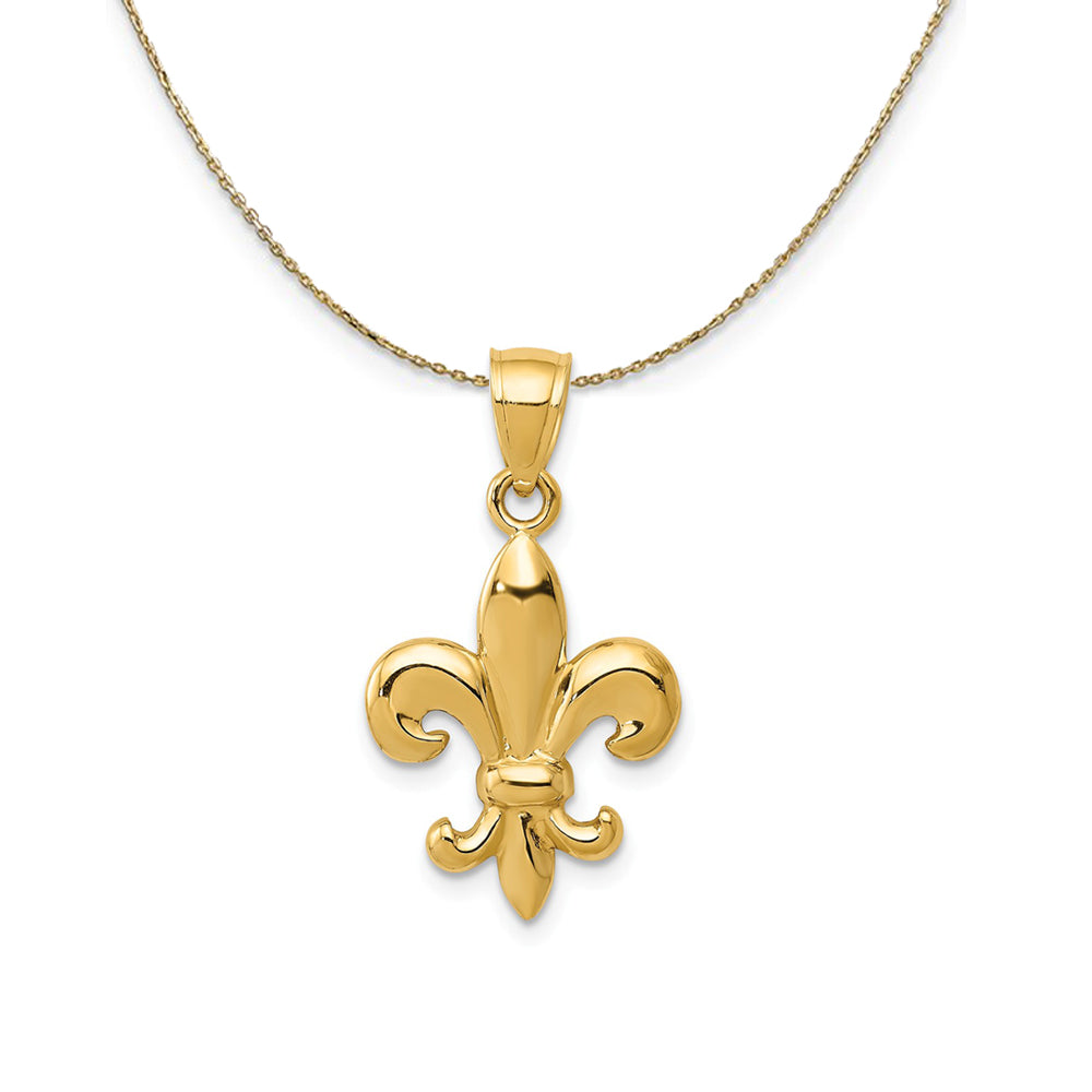14k Yellow Gold Polished 2D Fleur De Lis (14mm) Necklace, Item N24382 by The Black Bow Jewelry Co.