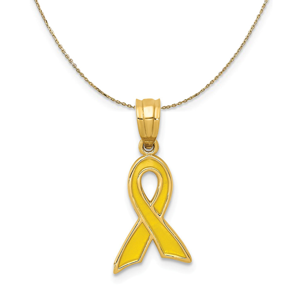 14k Yellow Gold & Yellow Enameled Awareness (10mm) Necklace, Item N24386 by The Black Bow Jewelry Co.
