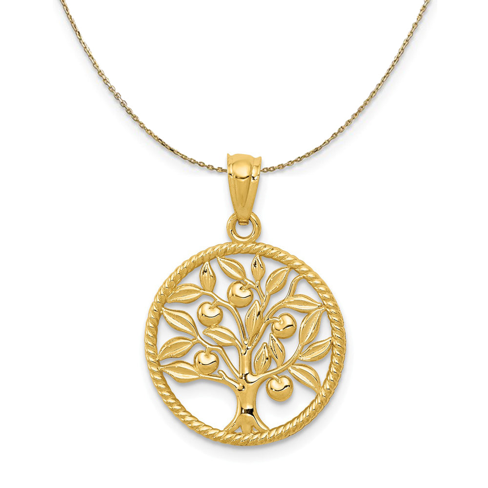 14k Yellow Gold Round Tree of Life (16mm) Necklace, Item N24393 by The Black Bow Jewelry Co.