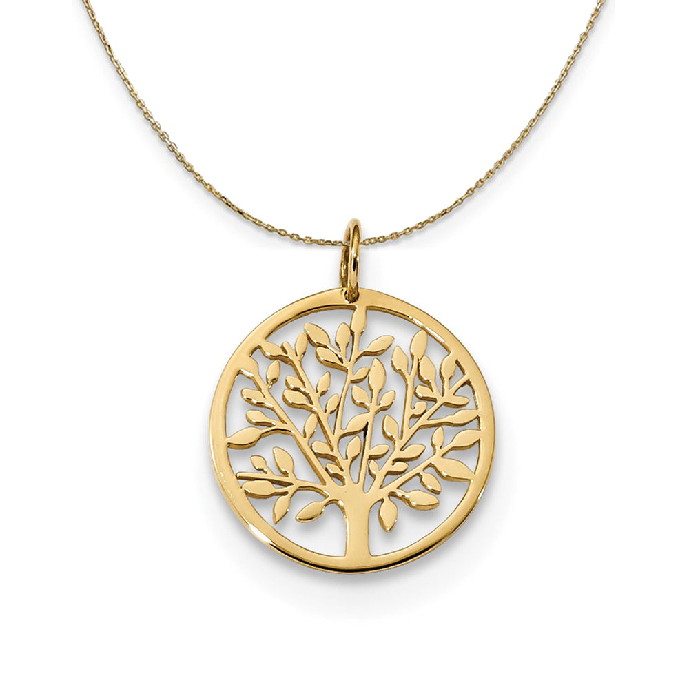 14k Yellow Gold Polished Round Tree of Life Necklace, Item N24399 by The Black Bow Jewelry Co.
