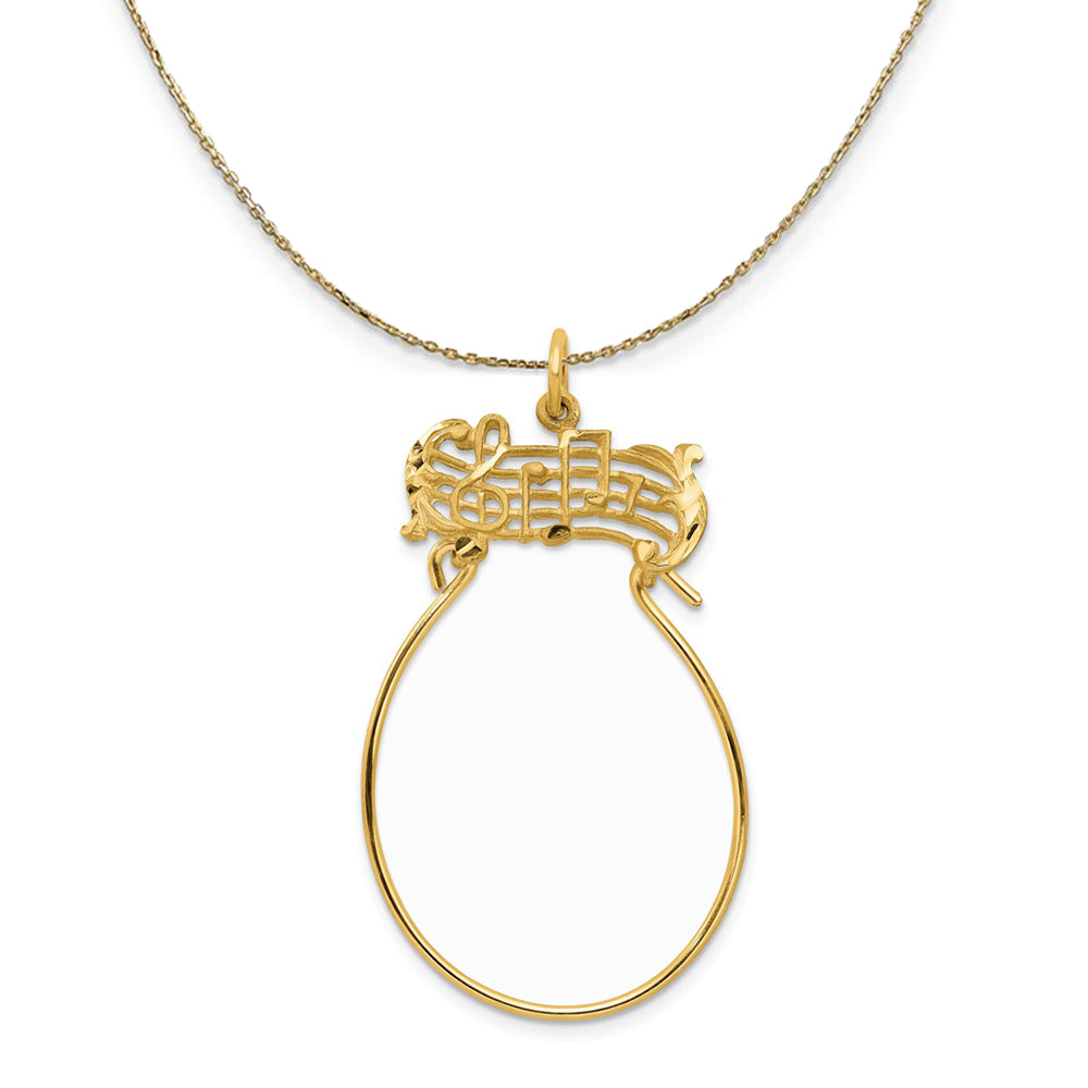 14k Yellow Gold Musical Staff Charm Holder Necklace, Item N24401 by The Black Bow Jewelry Co.