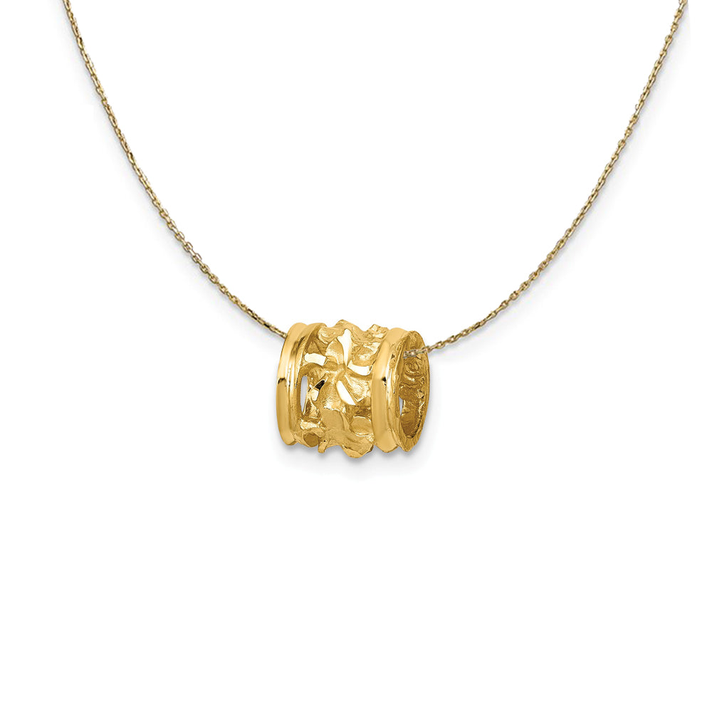 14k Yellow Gold Diamond-Cut Mini Plumeria Slide (7mm) Necklace, Item N24410 by The Black Bow Jewelry Co.
