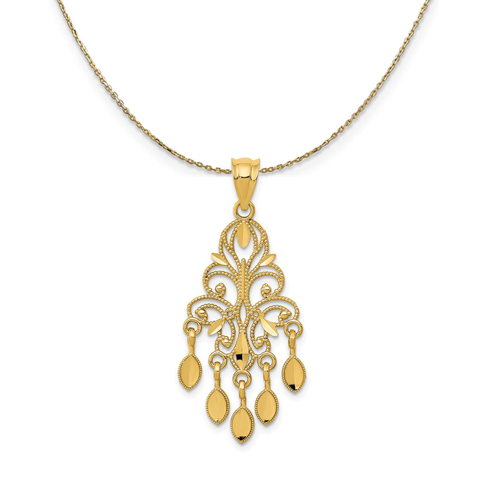 14k Yellow Gold Chandelier Necklace, Item N24424 by The Black Bow Jewelry Co.