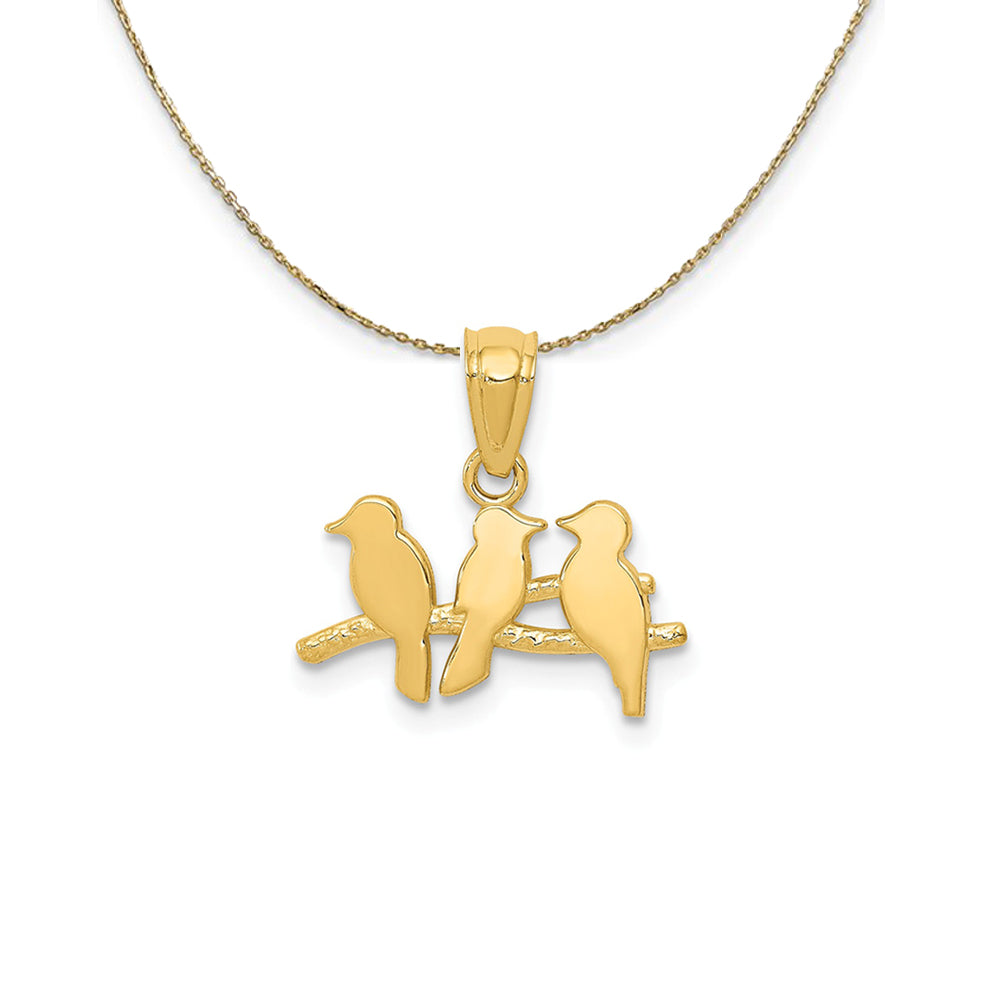 14k Yellow Gold Small Flock of Birds Necklace, Item N24481 by The Black Bow Jewelry Co.