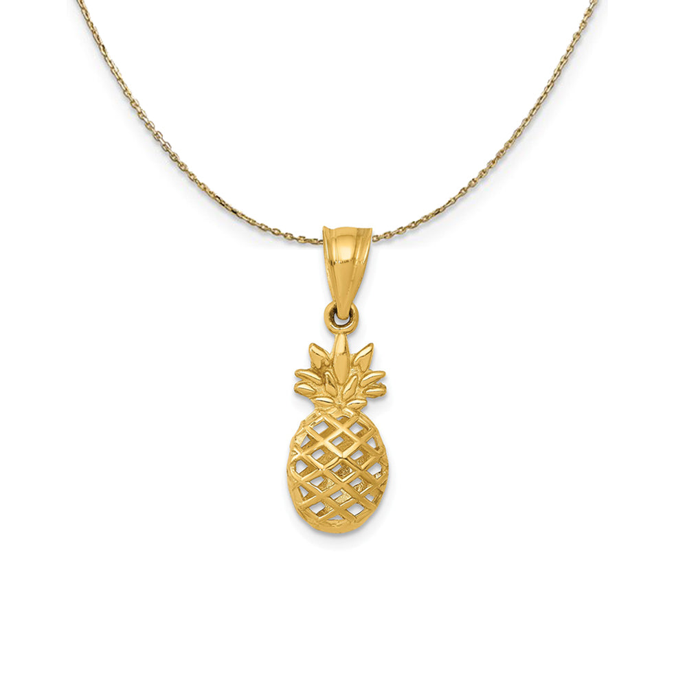 14k Yellow Gold 3D Pineapple (9mm) Necklace, Item N24488 by The Black Bow Jewelry Co.