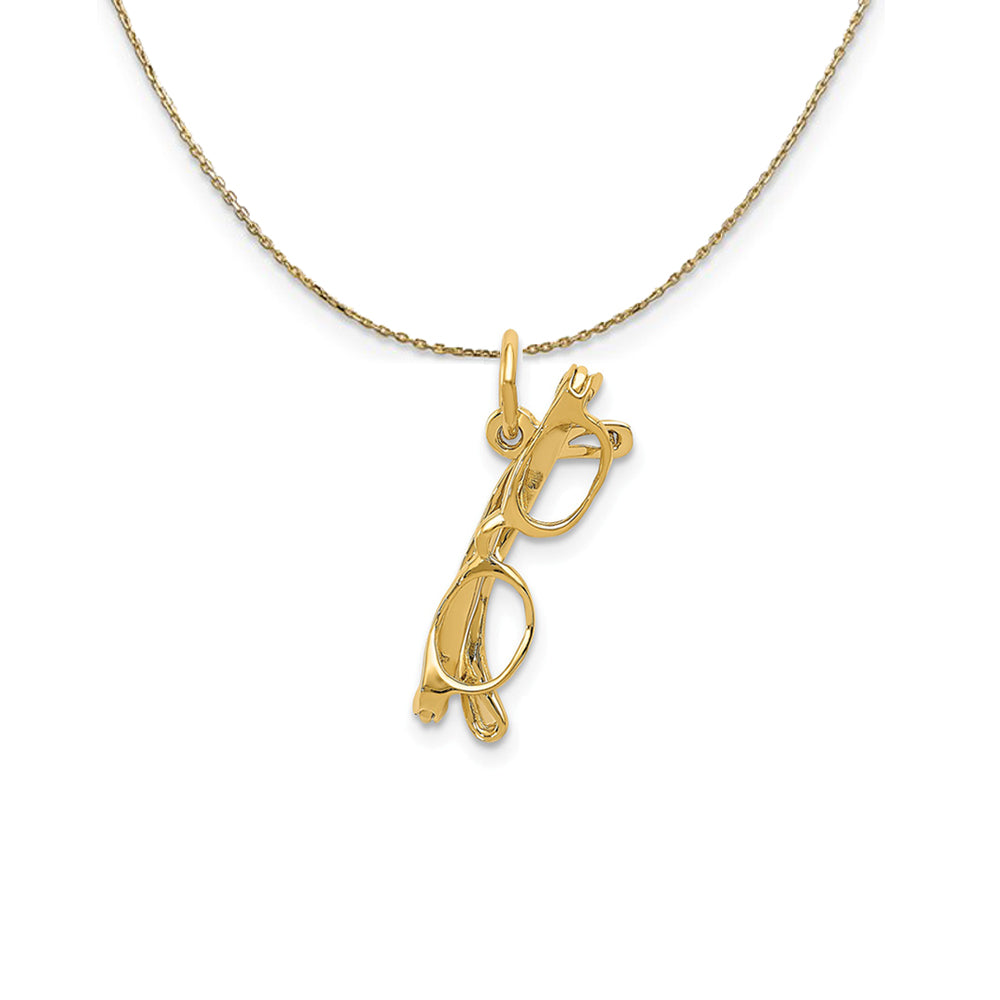 14k Yellow Gold 3D Glasses Necklace, Item N24491 by The Black Bow Jewelry Co.