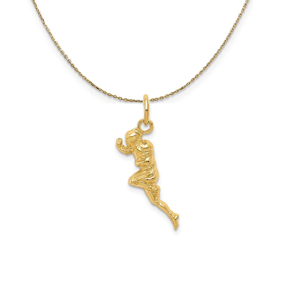14k Yellow Gold 2D Football Player (7 x 26mm) Necklace, Item N24528 by The Black Bow Jewelry Co.