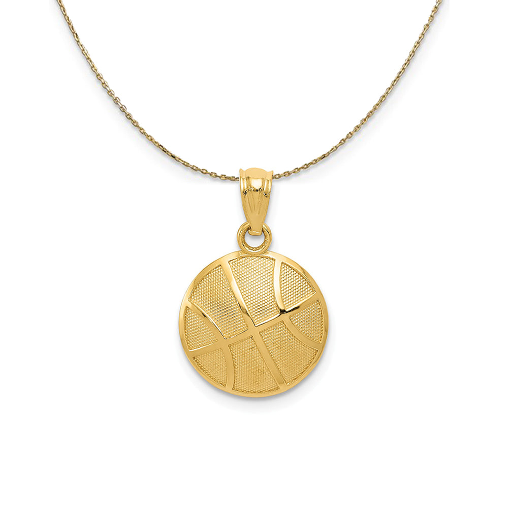 14k Yellow Gold 2D Textured Basketball Necklace, Item N24530 by The Black Bow Jewelry Co.