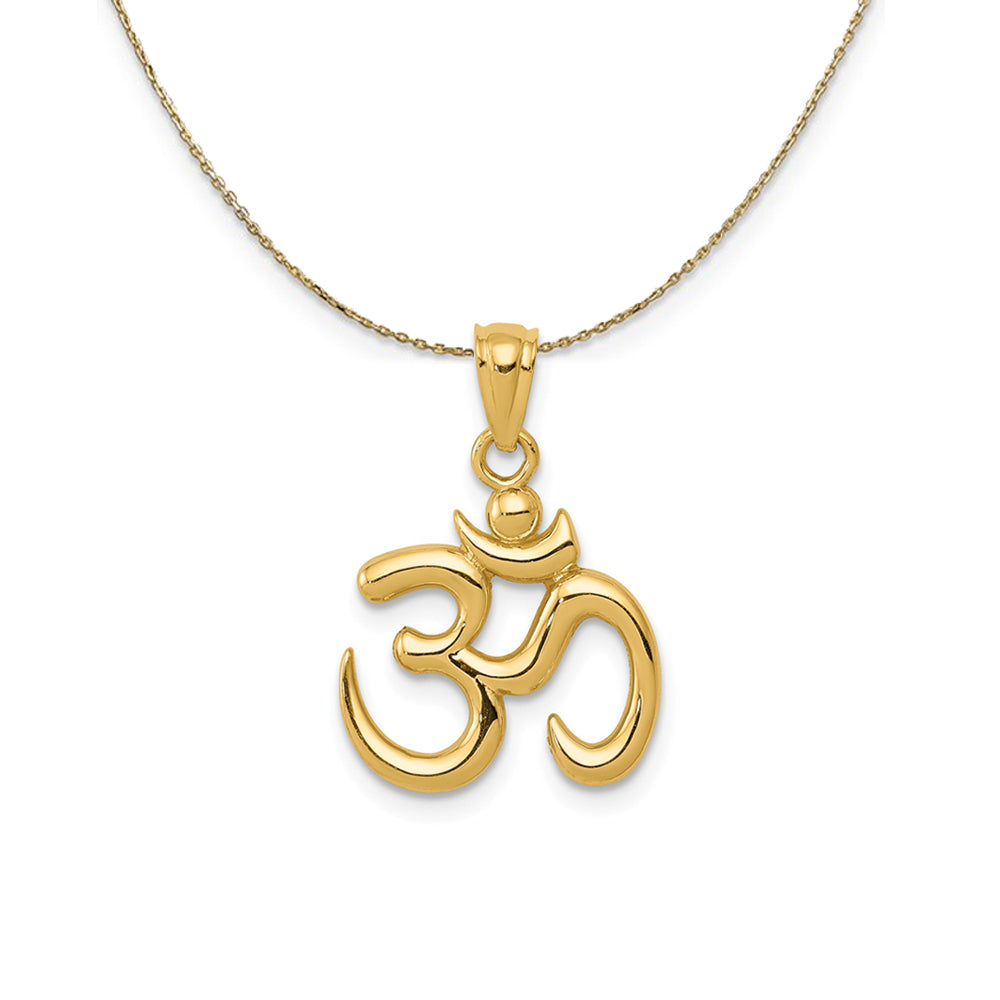 14k Yellow Gold 2D Om Symbol Necklace, Item N24538 by The Black Bow Jewelry Co.
