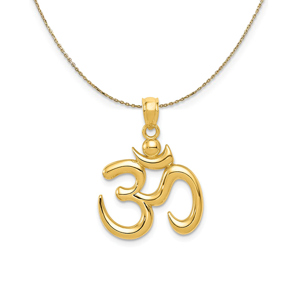 14k Yellow Gold 2D Om Symbol (17mm) Necklace, Item N24539 by The Black Bow Jewelry Co.