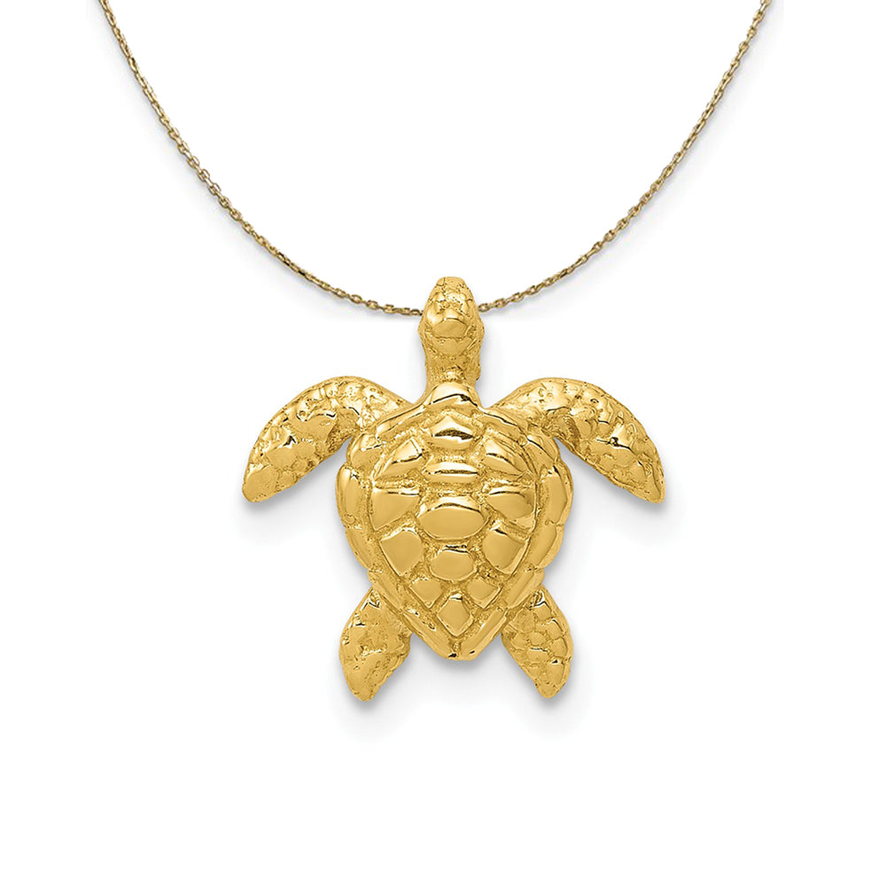 14k Yellow Gold Medium Sea Turtle Slide (13mm) Necklace, Item N24547 by The Black Bow Jewelry Co.