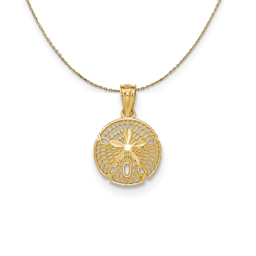 14k Yellow Gold Filigree Sand Dollar Necklace, Item N24556 by The Black Bow Jewelry Co.
