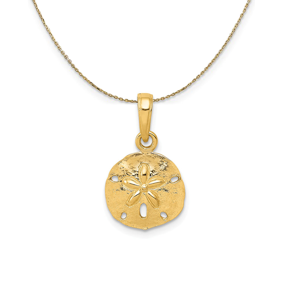 14k Yellow Gold Polished Sand Dollar Necklace, Item N24557 by The Black Bow Jewelry Co.