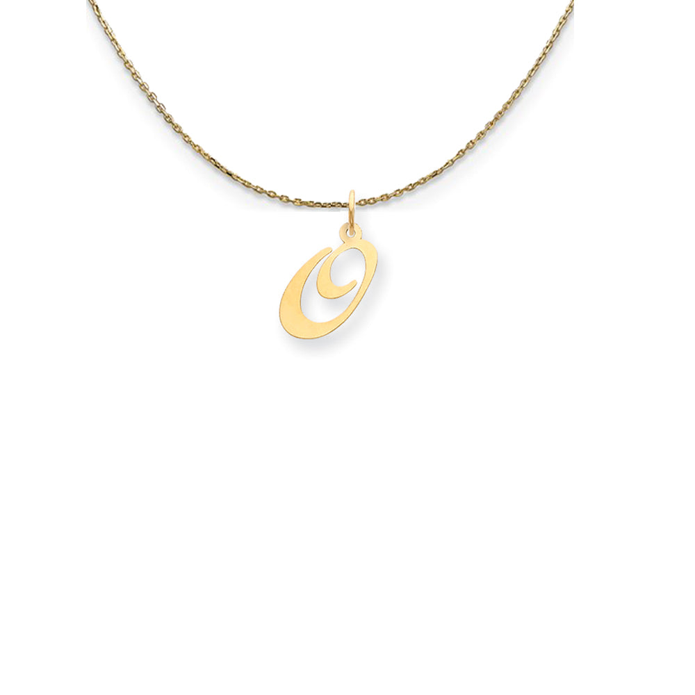 14k Yellow Gold Small Fancy Script Initial O Necklace, Item N24584 by The Black Bow Jewelry Co.