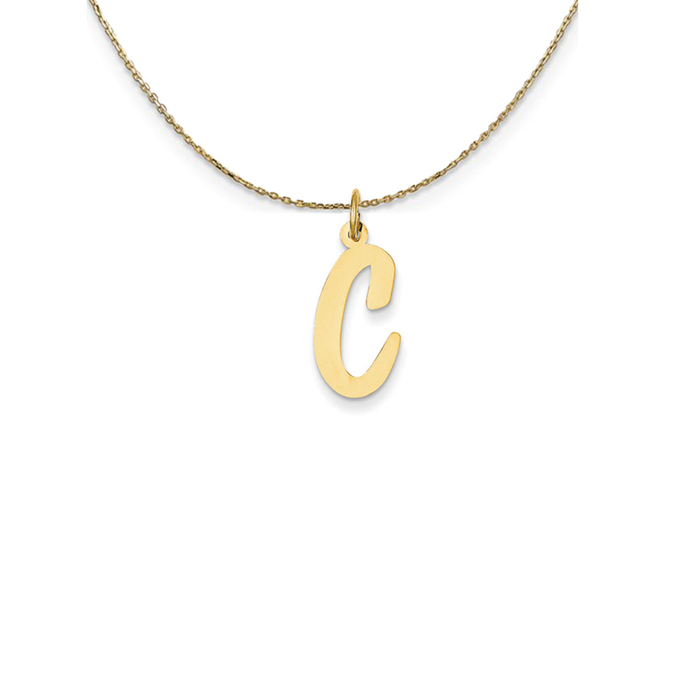 14k Yellow Gold Medium Script Initial C Necklace, Item N24616 by The Black Bow Jewelry Co.