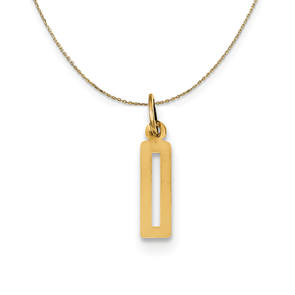 14k Yellow Gold, Alumni Small Elongated Number 0 Necklace, Item N24636 by The Black Bow Jewelry Co.