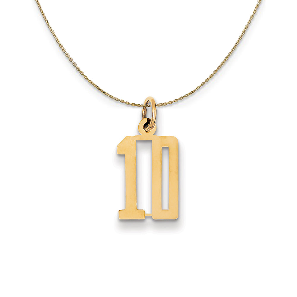 14k Yellow Gold, Alumni Small Elongated Number 10 Necklace, Item N24638 by The Black Bow Jewelry Co.
