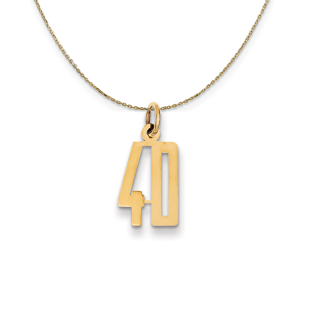 14k Yellow Gold, Alumni Small Elongated Number 40 Necklace, Item N24671 by The Black Bow Jewelry Co.