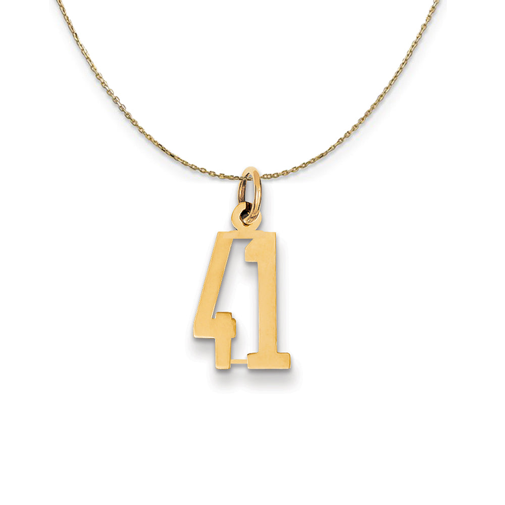 14k Yellow Gold, Alumni Small Elongated Number 41 Necklace, Item N24672 by The Black Bow Jewelry Co.