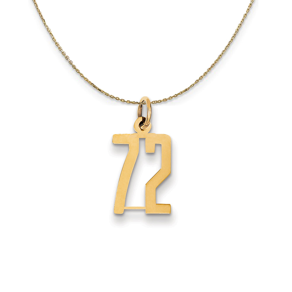 14k Yellow Gold, Alumni Small Elongated Number 72 Necklace, Item N24706 by The Black Bow Jewelry Co.
