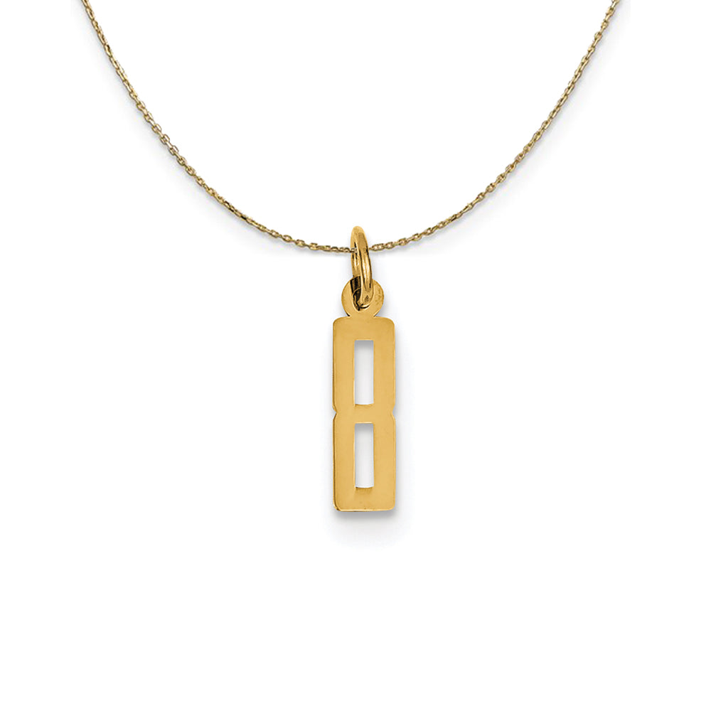 14k Yellow Gold, Alumni Small Elongated Number 8 Necklace, Item N24714 by The Black Bow Jewelry Co.