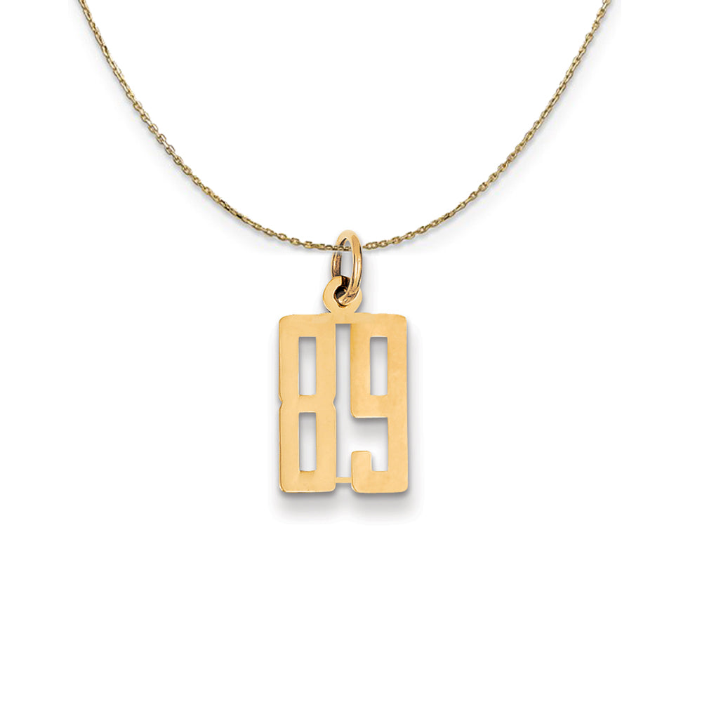 14k Yellow Gold, Alumni Small Elongated Number 89 Necklace, Item N24724 by The Black Bow Jewelry Co.
