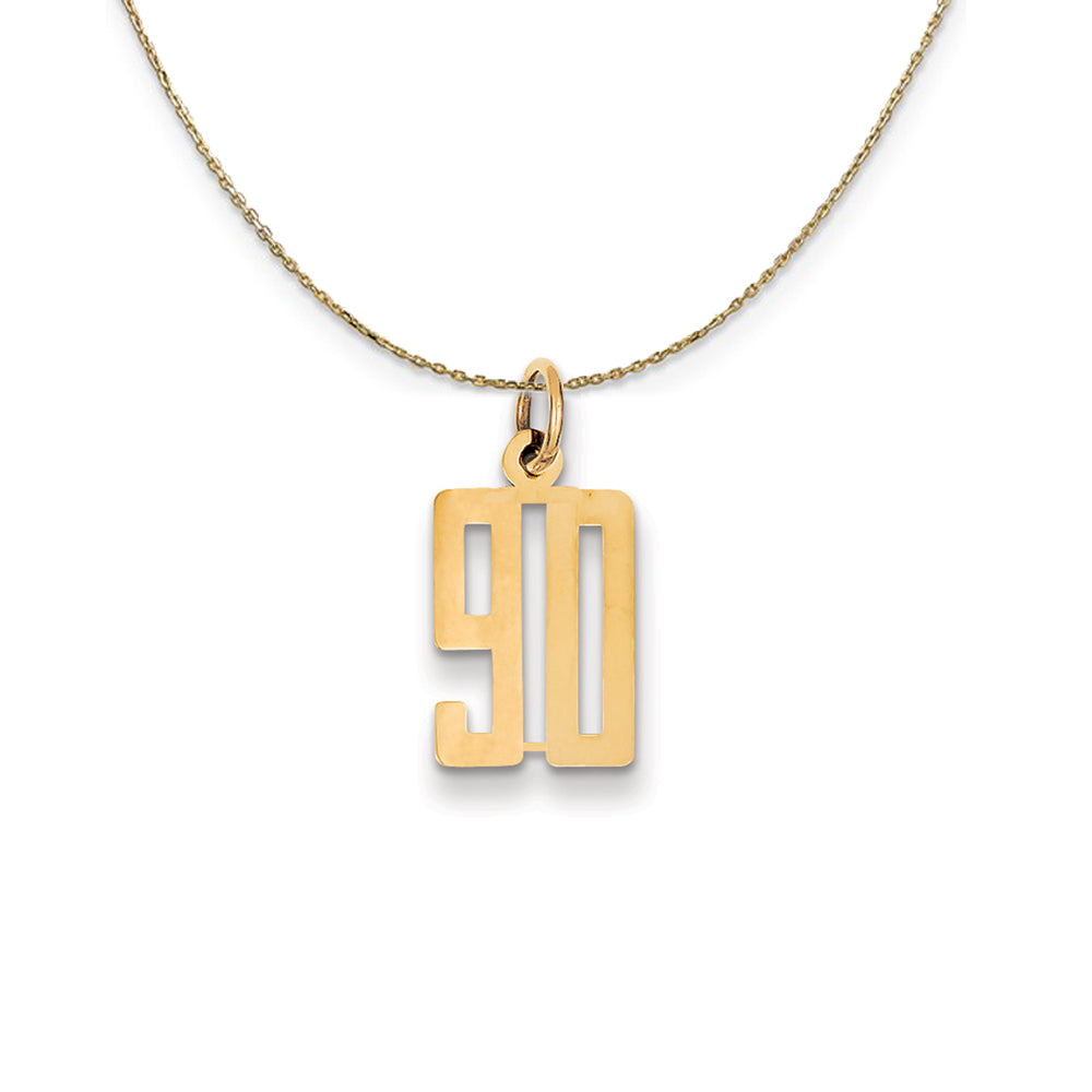 14k Yellow Gold, Alumni Small Elongated Number 90 Necklace, Item N24726 by The Black Bow Jewelry Co.