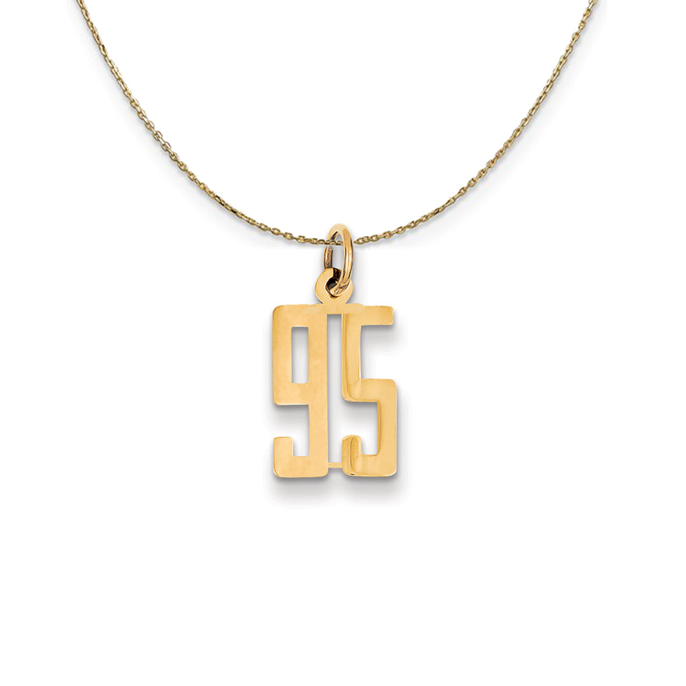 14k Yellow Gold, Alumni Small Elongated Number 95 Necklace, Item N24731 by The Black Bow Jewelry Co.