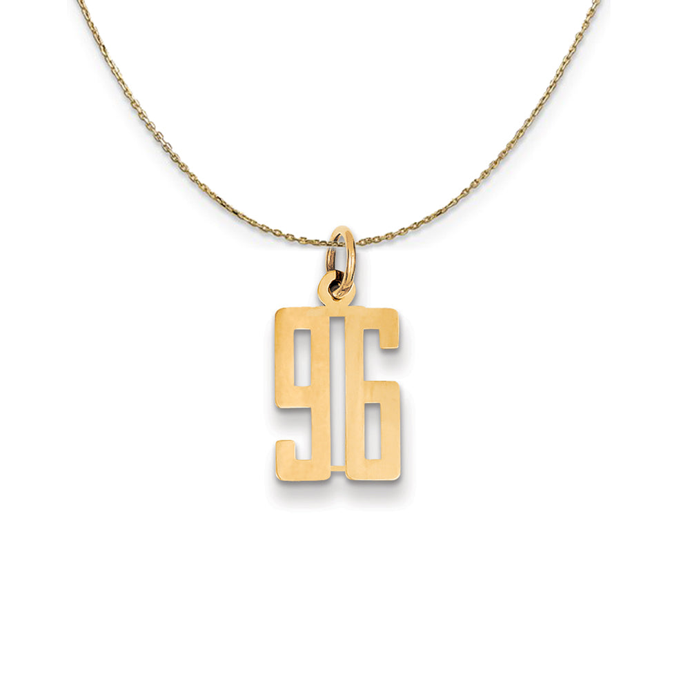 14k Yellow Gold, Alumni Small Elongated Number 96 Necklace, Item N24732 by The Black Bow Jewelry Co.