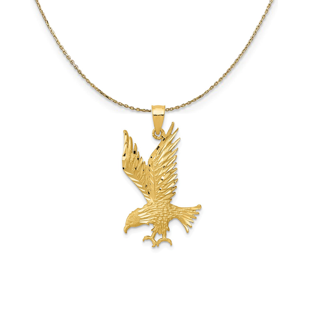 14k Yellow Gold Diamond-Cut Eagle (30mm) Necklace, Item N24737 by The Black Bow Jewelry Co.
