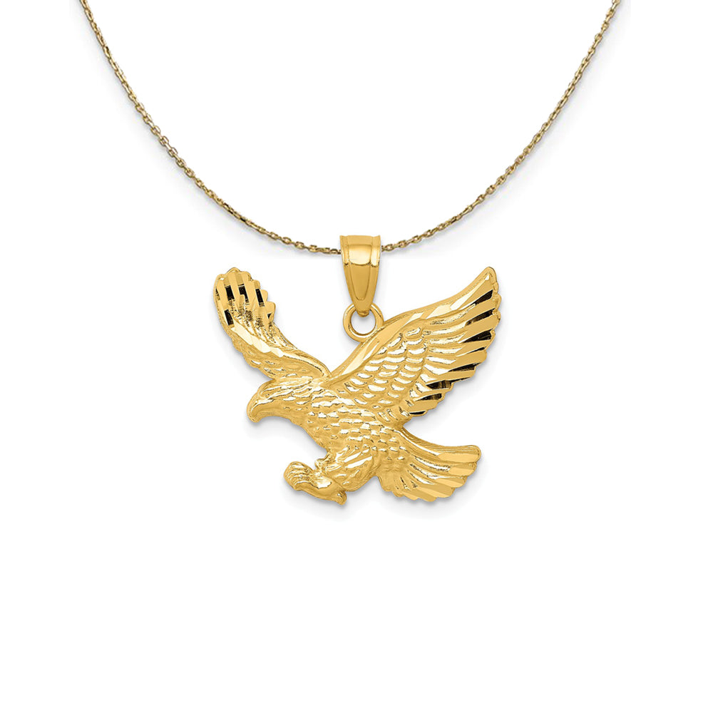 14k Yellow Gold Diamond Cut Eagle Necklace, Item N24738 by The Black Bow Jewelry Co.