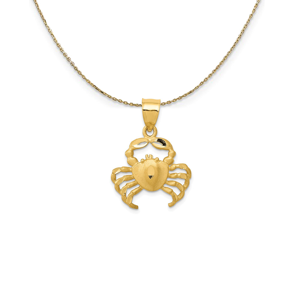 14k Yellow Gold Satin & Diamond-Cut Crab Necklace, Item N24763 by The Black Bow Jewelry Co.