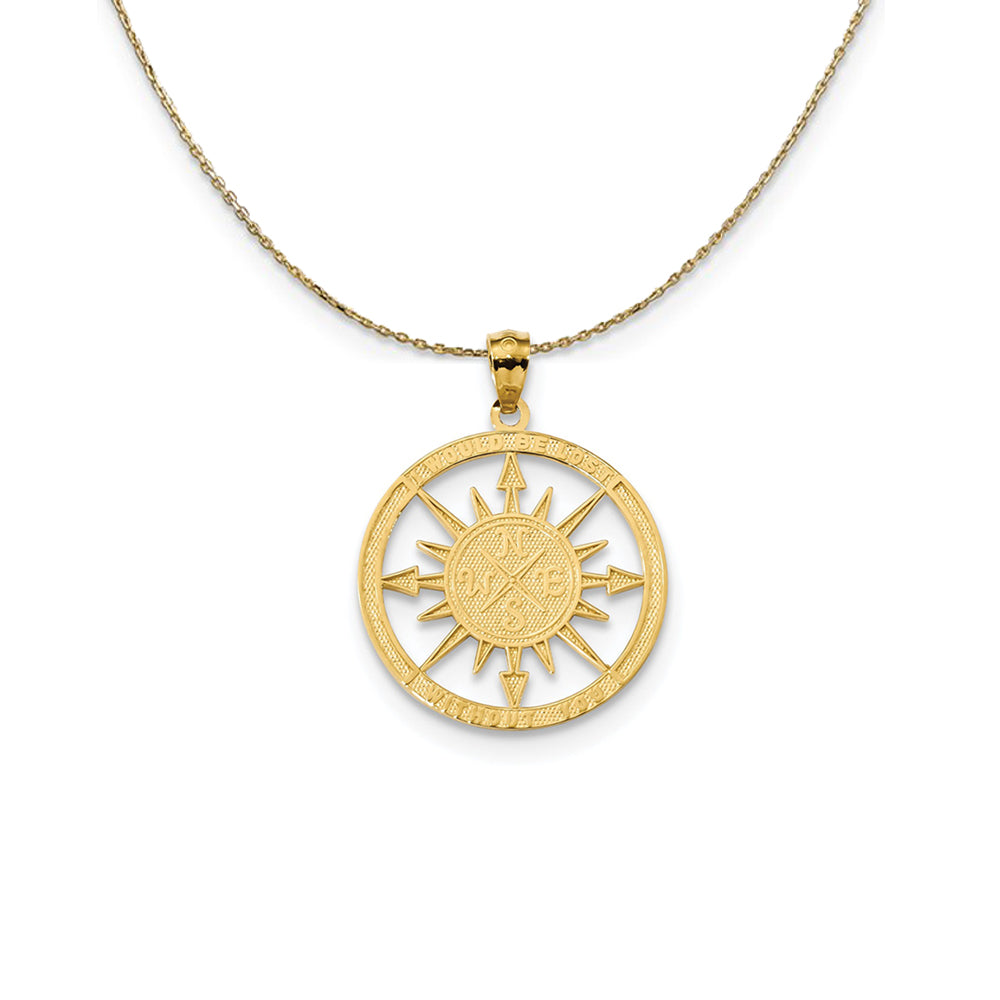 14k Yellow Gold Lost Without You Compass (21mm) Necklace, Item N24797 by The Black Bow Jewelry Co.