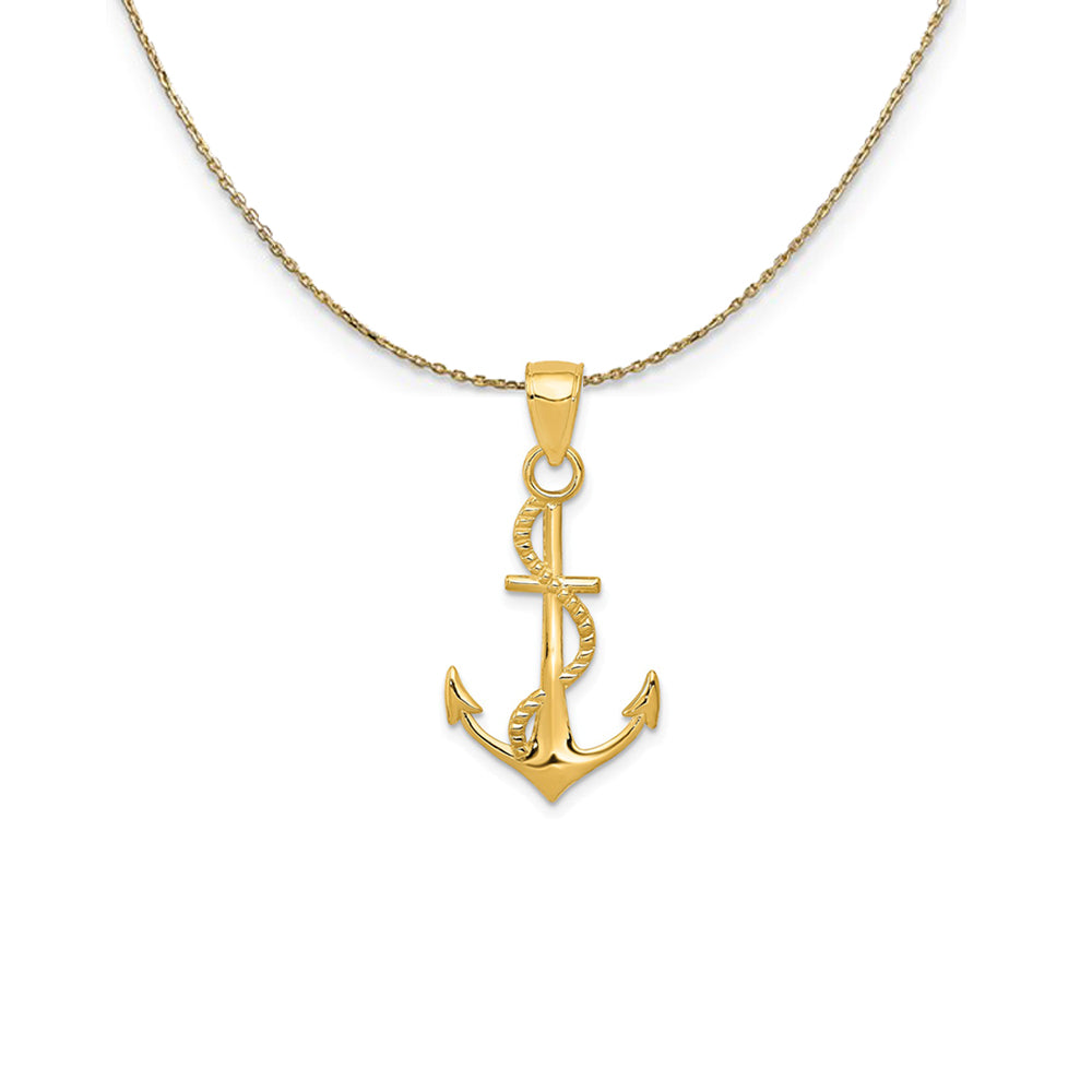 14k Yellow Gold Anchor with Rope (16 x 32mm) Necklace, Item N24798 by The Black Bow Jewelry Co.
