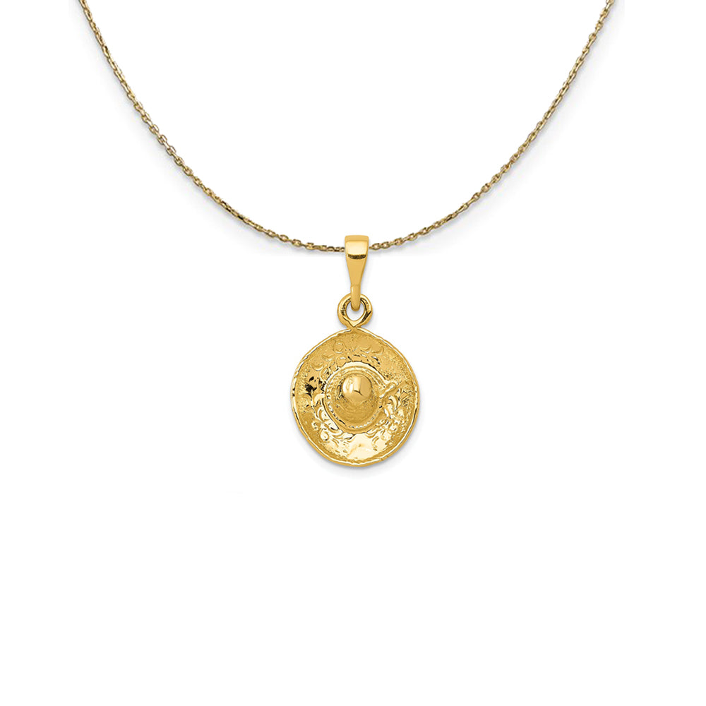 14k Yellow Gold 3D Sombrero (14mm) Necklace, Item N24811 by The Black Bow Jewelry Co.