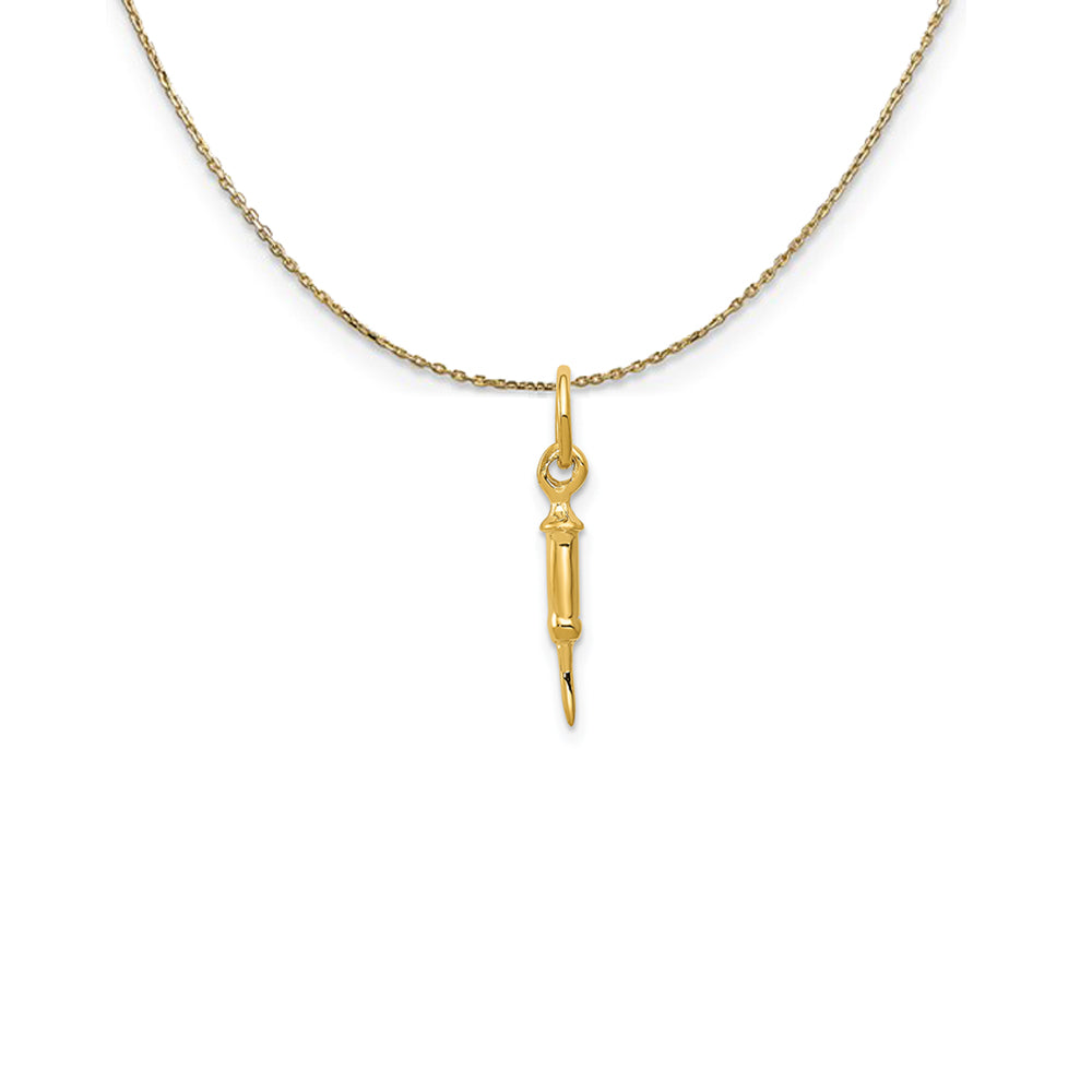 14k Yellow Gold Polished 3D Medical Syringe (20mm) Necklace, Item N24815 by The Black Bow Jewelry Co.
