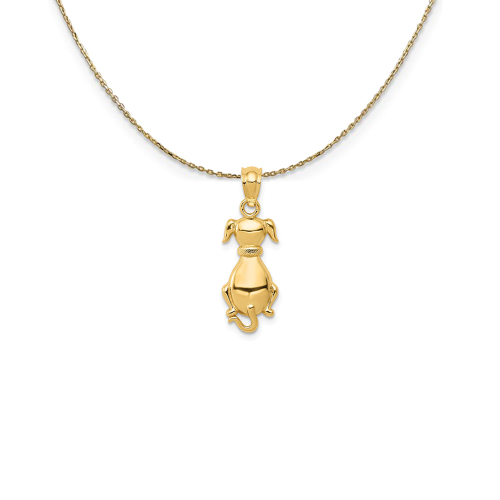 14k Yellow Gold Polished 2D Sitting Dog (23mm) Necklace, Item N24820 by The Black Bow Jewelry Co.