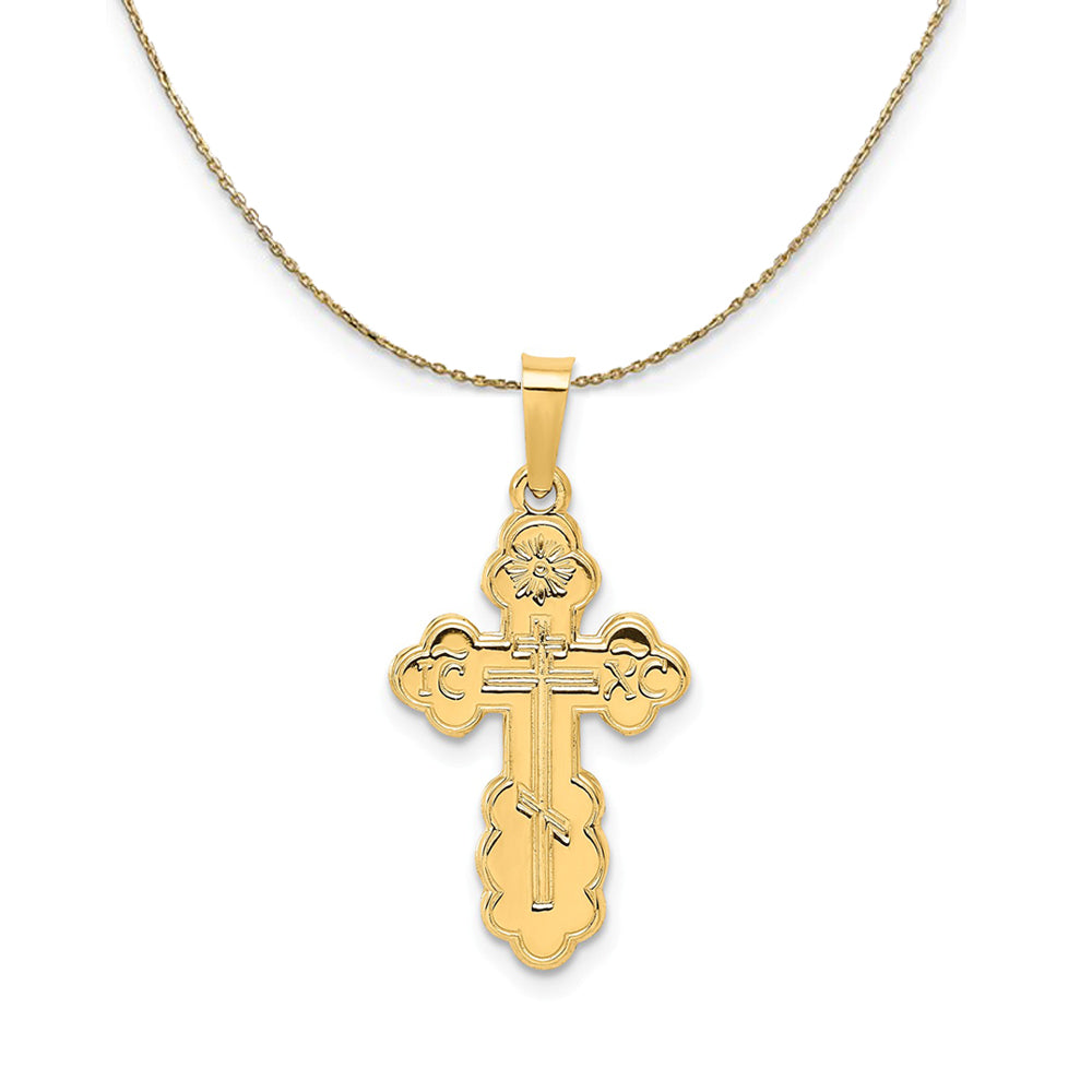 14k Yellow Gold Eastern Orthodox Cross (26mm) Necklace, Item N24839 by The Black Bow Jewelry Co.